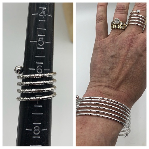 NEW SILVER TONE WRAP BRACELET AND RING SET - Picture 3 of 5